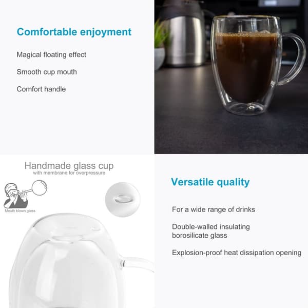 Dubbelväggigt Termiskt Glas Set Borosilikatglas Kaffeglas Teglas Latte Macchiato Tekoppar Kaffekoppar 4x 400ml