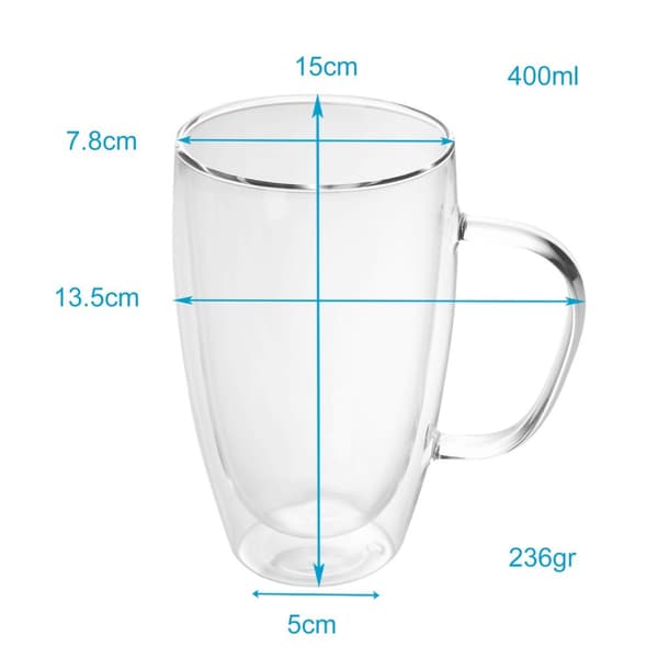 Dubbelväggigt Termiskt Glas Set Borosilikatglas Kaffeglas Teglas Latte Macchiato Tekoppar Kaffekoppar 2x 500ml