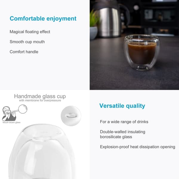 4x dubbelväggigt transparent espressoglas kaffeglas teglas termoglas dekorativt glas
