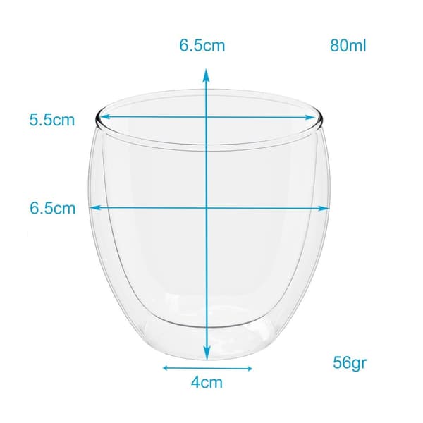 4x dubbelväggigt transparent espressoglas kaffeglas teglas termoglas dekorativt glas