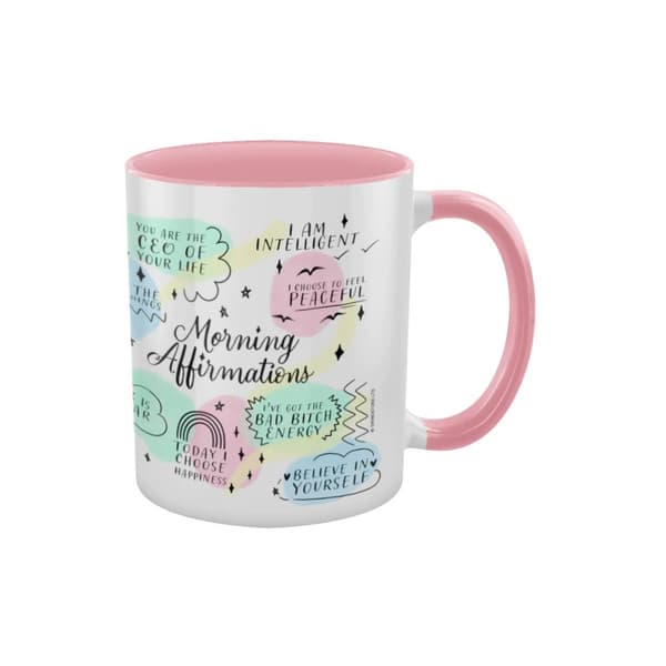Grindstore Morning Affirmations Inner Two Tone Mug White/Pink One Size
