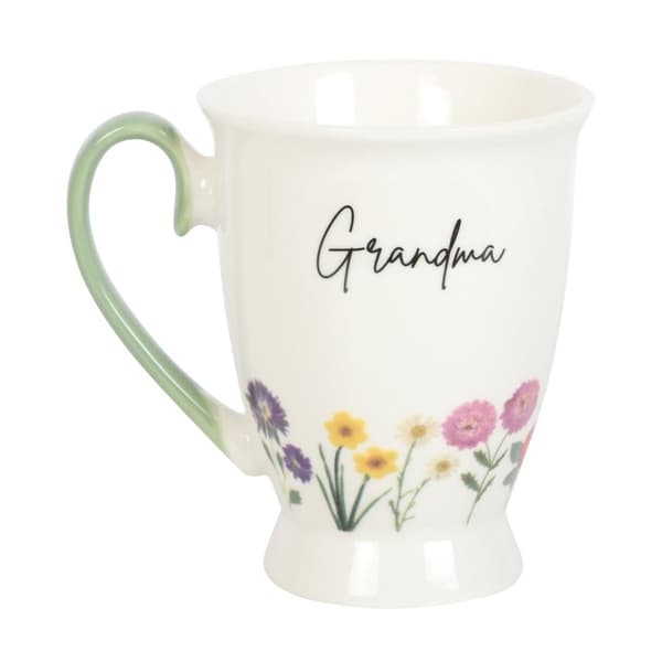 Something Different Grandma Wild Flowers Pedestal Mug White/Pale Green One Size