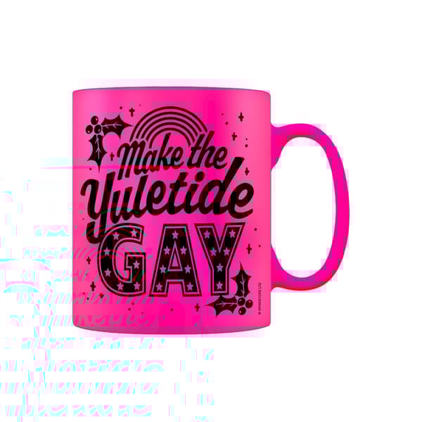 Grindstore Make The Yuletide Gay Neon Christmas Mug Pink One Size