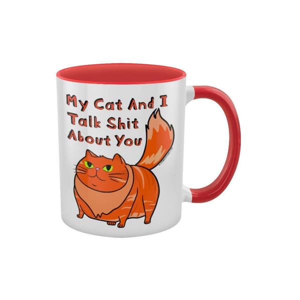 Grindstore My Cat And I Talk Shit About You Inner Two Tone Mug White/Red/Black One Size