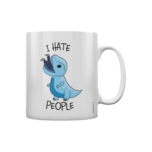 Grindstore Jag hatar människor dinosauriemugg White One Size