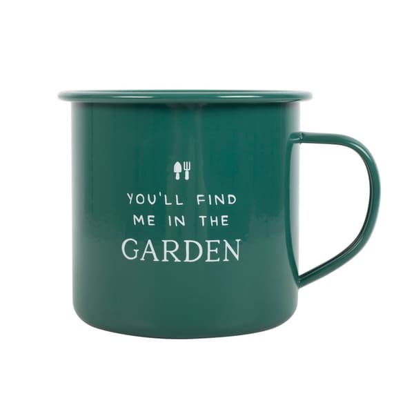 Something Different You´ll Find Me In The Garden Enamel Mug Green/White One Size