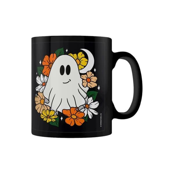 Grindstore Mugg med blommor och spöke