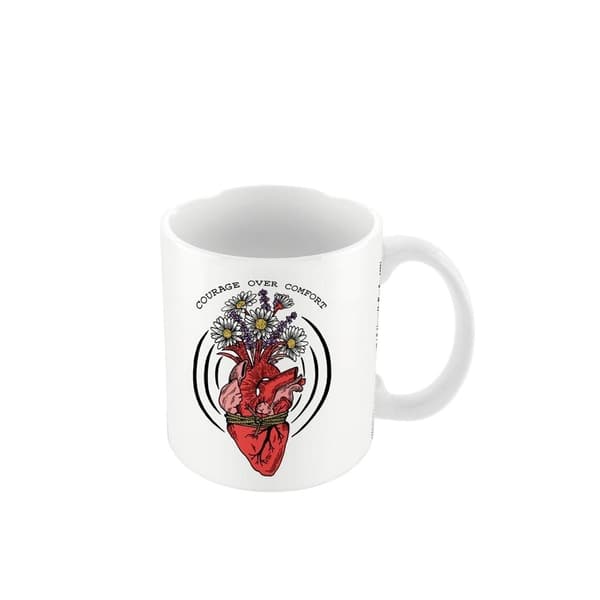 Letter Shoppe Courage Over Comfort Mug White/Red 12cm x 8.3cm x 10.5cm