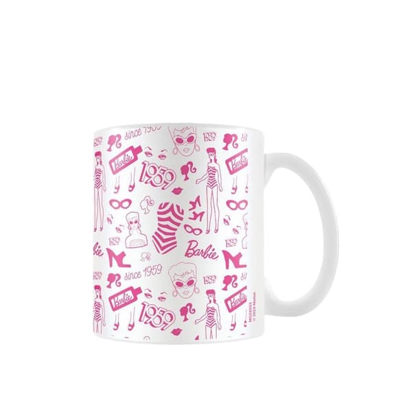 Barbie Patterned Mug White/Pink One Size