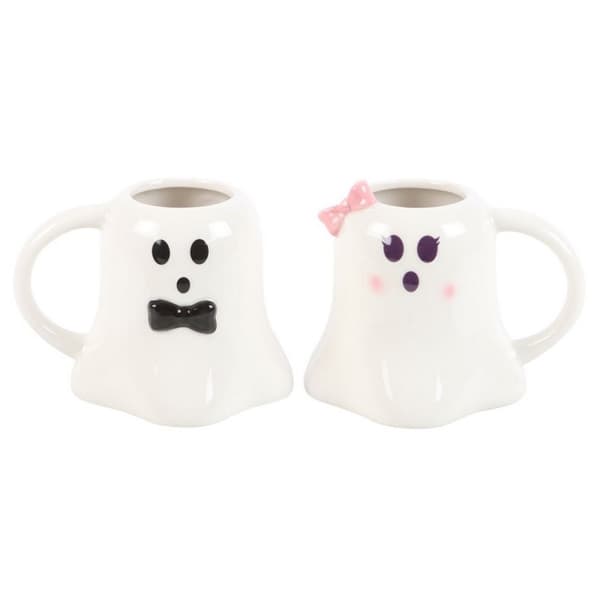 Something Different Mr And Mrs Boo Ghost Mug Set White/Black/Baby Pink One Size