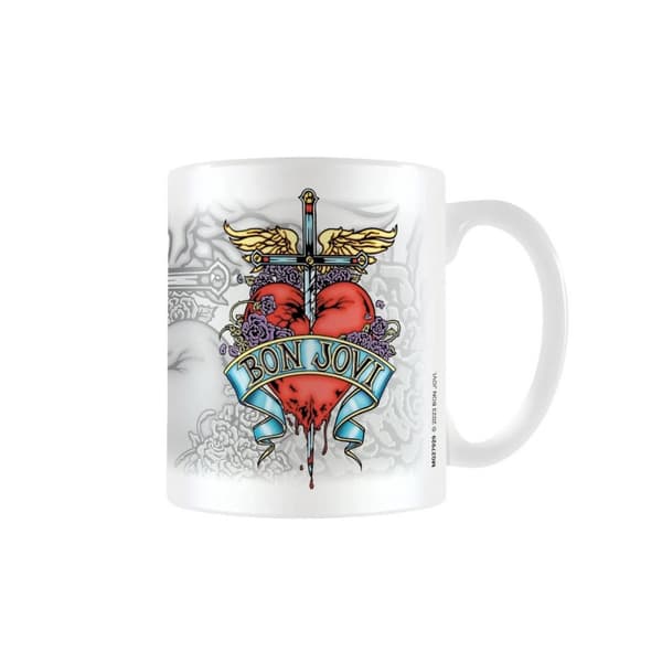 Bon Jovi Dagger Heart Logo Mug White One Size