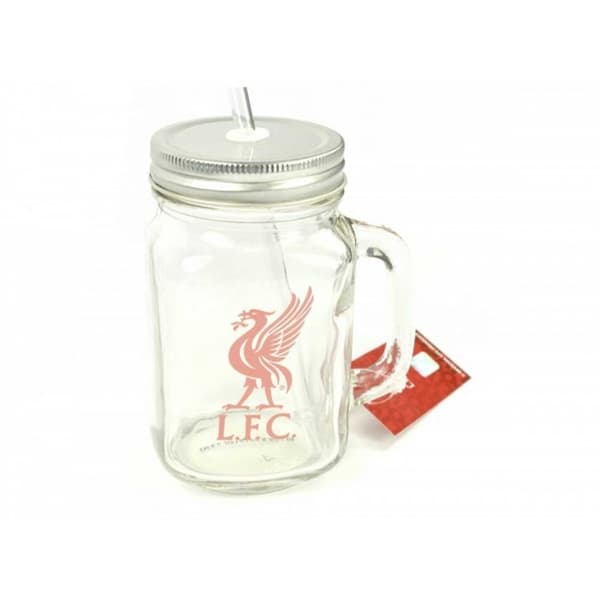 Liverpool FC Official Football Mason Jar Drinks Mug Clear/Red One Size