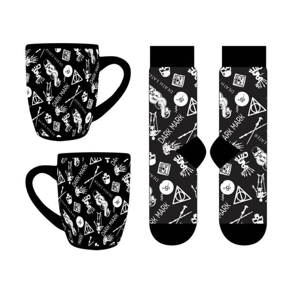 Harry Potter Dark Arts Mug and Sock Set Black/White One Size