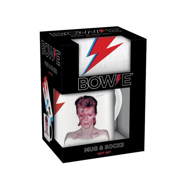 David Bowie Set med mugg och strumpor Aladdin Sane Lightning Bolt