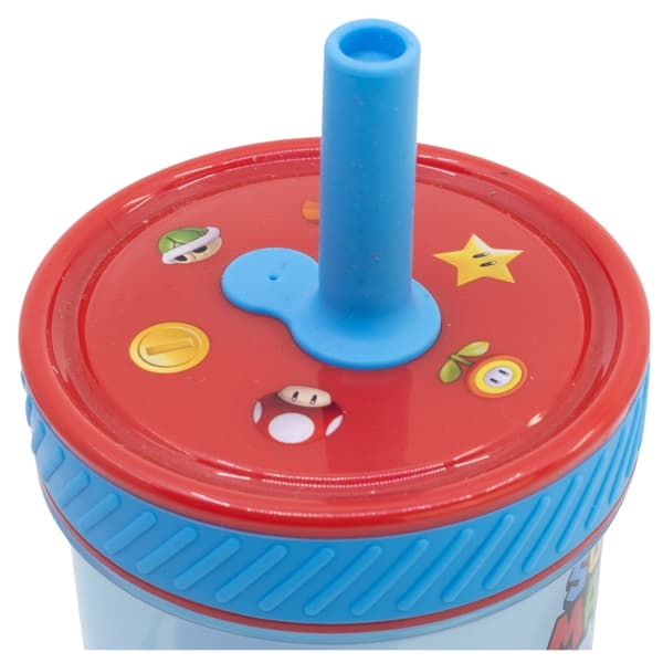 Super Mario - Fun Emotion Droppsäker silikontugg med sugrör (PP) - 370ml