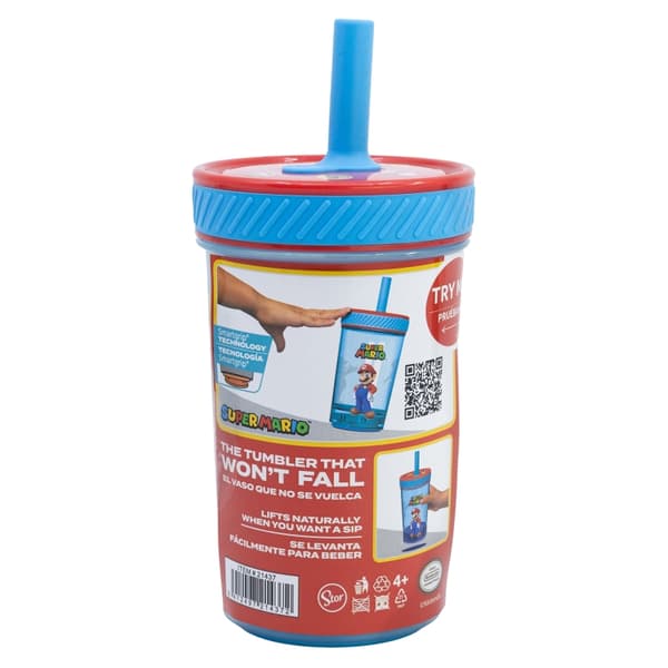Super Mario - Fun Emotion Droppsäker silikontugg med sugrör (PP) - 370ml