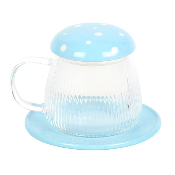Something Different Mushroom Glass Mug & Saucer