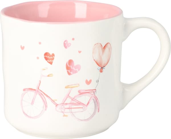 Mugg Rosa Cykel Bil Moped Hjärtan