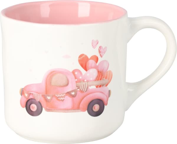 Mugg Rosa Cykel Bil Moped Hjärtan