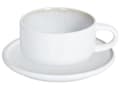 Miniatyrbilde 4 av 9: Sett med 4 kopper med skål Hvit Steintøy Kaolin Håndlaget Reaktiv glasur Servise Tekopper Kaffekopper
