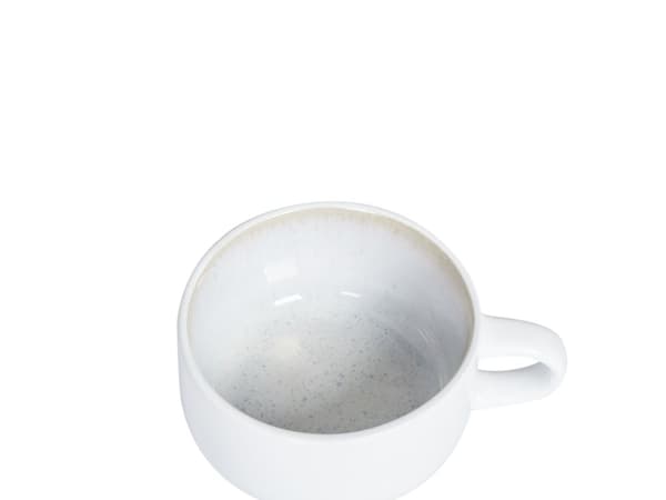Sett med 4 kopper med skål Hvit Steintøy Kaolin Håndlaget Reaktiv glasur Servise Tekopper Kaffekopper