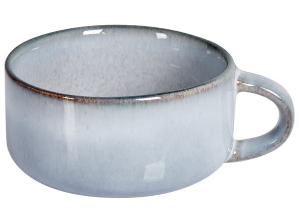 Set med 4 Koppar med Fat Ljusblått Stengods Kaolin Handgjord Reaktiv Glasyr Finish Service för 4 Personer Te Kaffe Kök Matsal