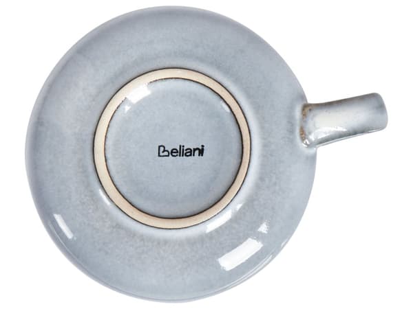 Set med 4 Koppar med Fat Ljusblått Stengods Kaolin Handgjord Reaktiv Glasyr Finish Service för 4 Personer Te Kaffe Kök Matsal