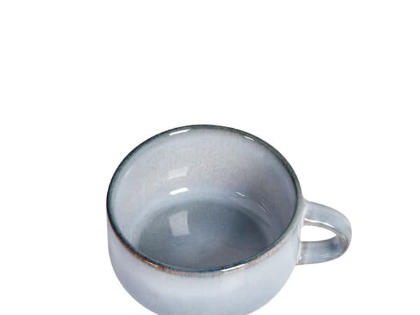 Set med 4 Koppar med Fat Ljusblått Stengods Kaolin Handgjord Reaktiv Glasyr Finish Service för 4 Personer Te Kaffe Kök Matsal
