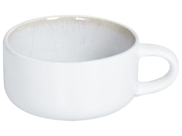 Set med 4 Koppar med Fat Vitt Stengods Kaolin Handgjord Reaktiv Glasyr Finish Service för 4 Personer Te Kaffe Kök Matsal