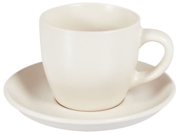 Set med 4 Koppar med Fat Vitt Stengods Kaolin Handgjord Reaktiv Glasyr Finish Service för 4 Personer Te Kaffe Kök Matsal