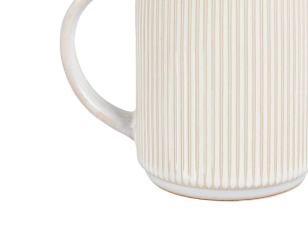 Set med 4 Muggar Ljusbeige Stengods Kaolin Handgjord Reaktiv Glasyr Finish Kök Matsal