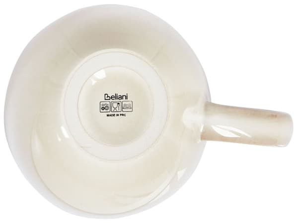 Set med 4 Muggar Ljus Beige Stengods Kaolin Handgjord Reaktiv Glasyr Finish Kök Matsal