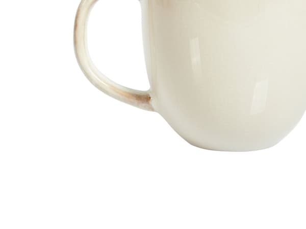 Set med 4 Muggar Ljus Beige Stengods Kaolin Handgjord Reaktiv Glasyr Finish Kök Matsal