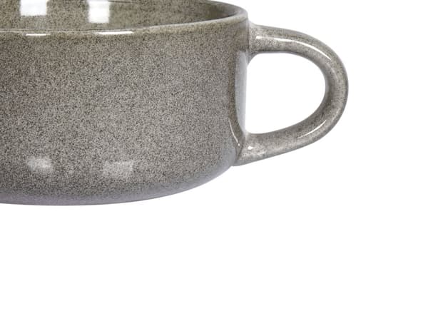 Sæt med 4 kopper med skål Gråt stentøj Kaolin Håndlavet Reaktiv glasur Bordservice Tekopper Kaffekopper