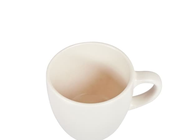 Sæt med 4 kopper med skål Hvidt stentøj Kaolin Håndlavet Reaktiv glasur Porcelæn Tekopper