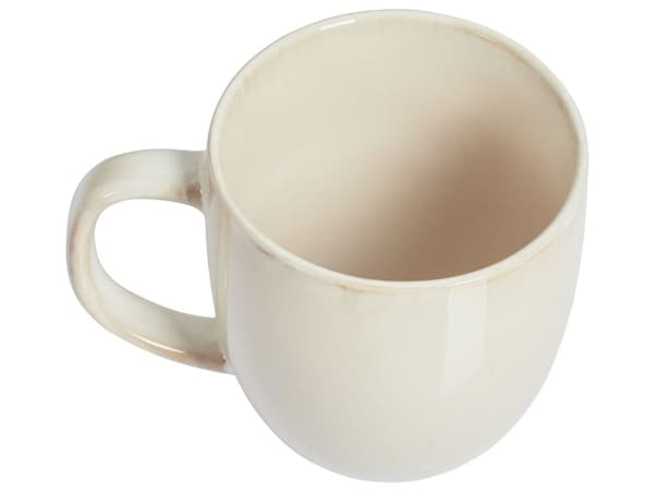 Sæt med 4 lys beige stentøjskopper håndlavet kaolin reaktiv glasur sæt til 4 personer til køkken spisestue
