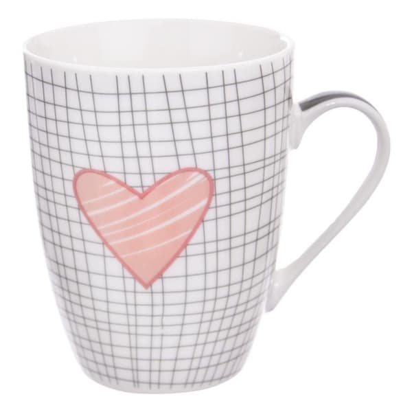 2 PORSLINMUGAR MED HJÄRTADEKOR FÖR KAFFE OCH TE