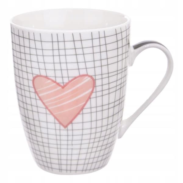 2 PORSLINMUGAR MED HJÄRTADEKOR FÖR KAFFE OCH TE