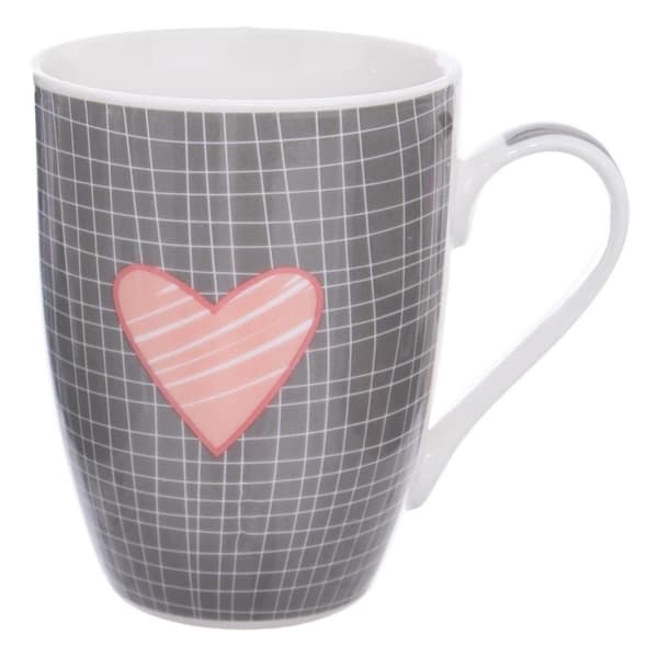 2 PORSLINMUGAR MED HJÄRTADEKOR FÖR KAFFE OCH TE