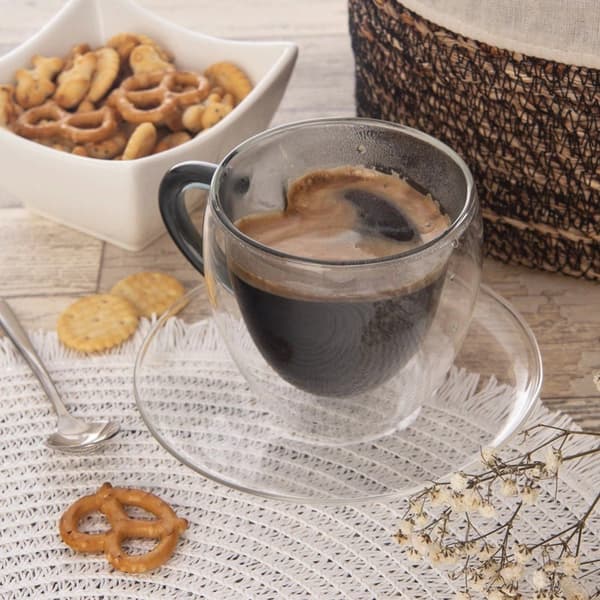 Termokopper med underkop med dobbeltvæg til kaffe og te DOBBELT 160 ml 2 stk.