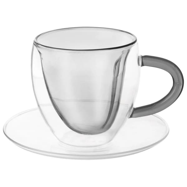 Termokopper med underkop med dobbeltvæg til kaffe og te DOBBELT 160 ml 2 stk.