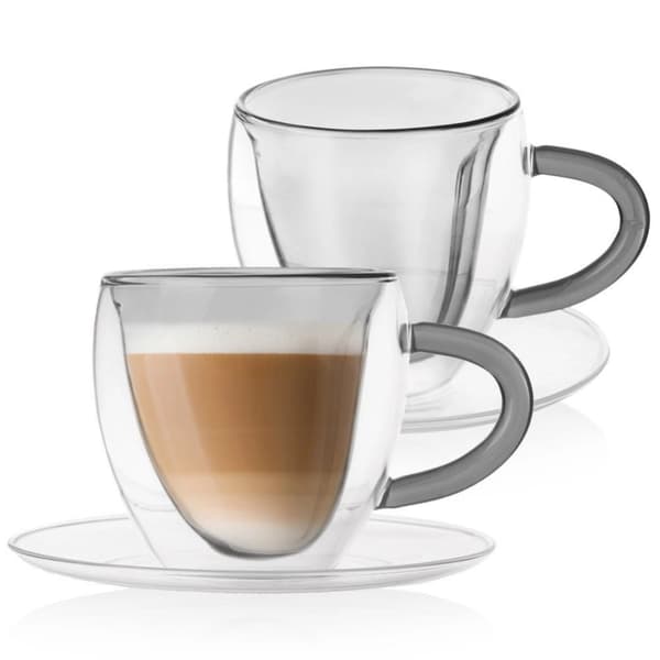 Termokopper med underkop med dobbeltvæg til kaffe og te DOBBELT 160 ml 2 stk.