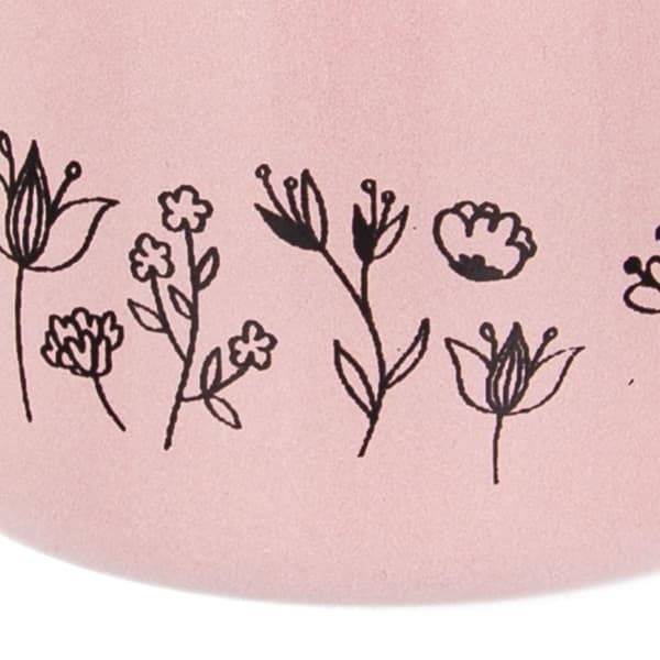 Retro emaljeret kruspotte, 0,4 l, blomster, pink