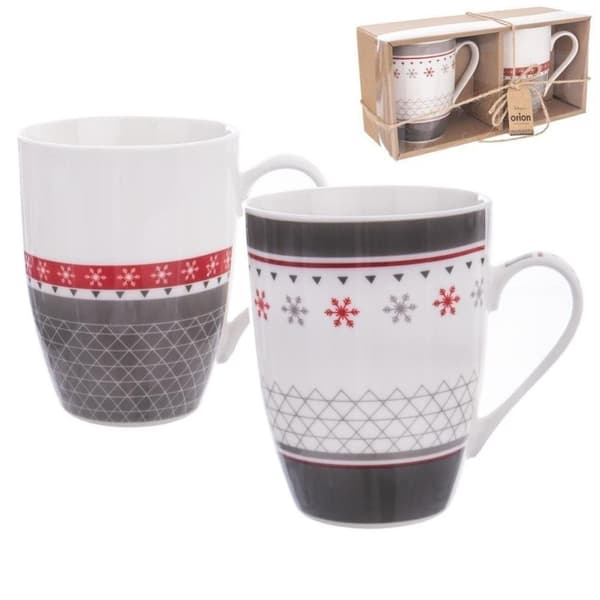 Porcelænskrus med hjerter, sæt kaffe- og tekrus, 340 ml, 2 stk.