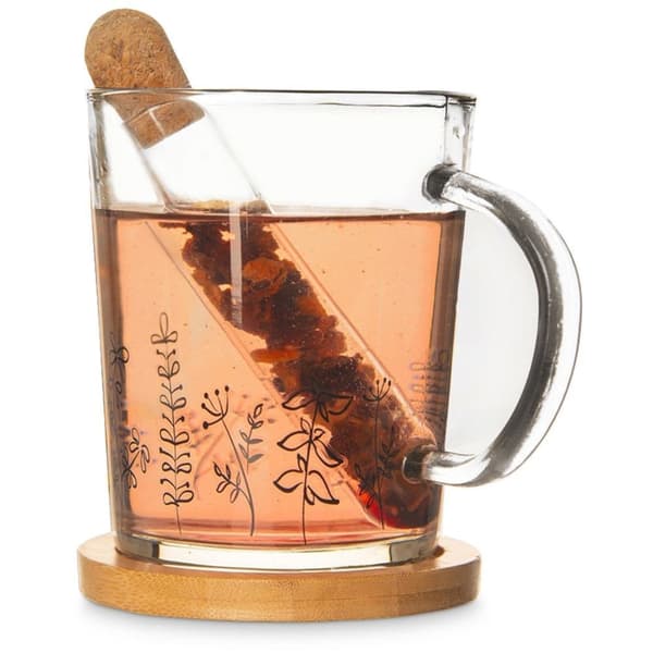 Glaskrus med infuser og bambus plantestand, sæt med 3 stk. 400 ml