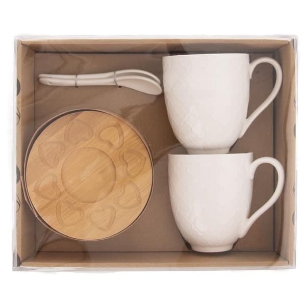 Porcelænskrus med hank til at drikke te, kaffe, gave, sæt krus 370 ml, 2 stk.