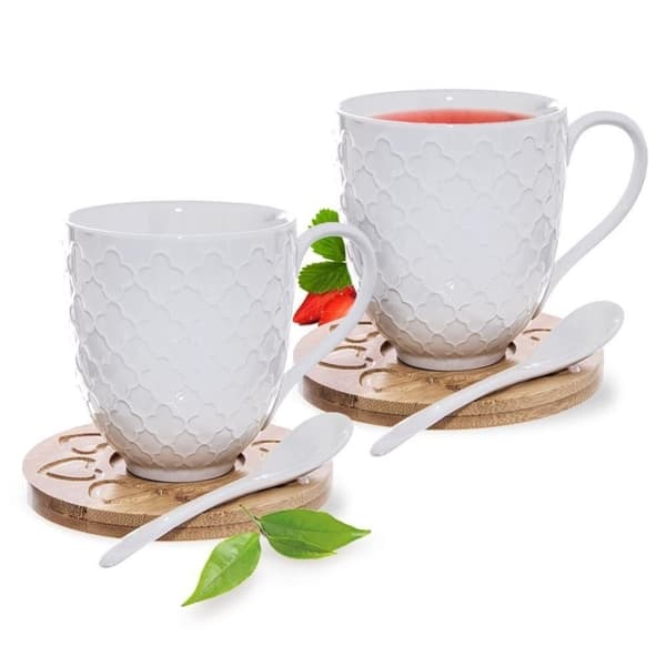 Porcelænskrus med hank til at drikke te, kaffe, gave, sæt krus 370 ml, 2 stk.