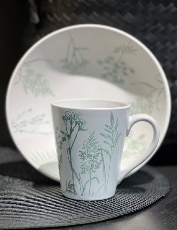 Mugg Blommor Blad Grön