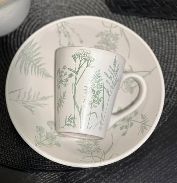 Mugg Blommor Blad Grön