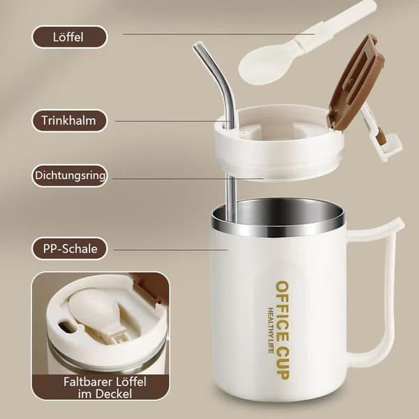 500 ml sugkopp termos, bärbar kaffekopp i rostfritt stål, läcksäker resekopp